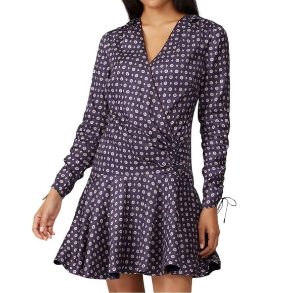 JONATHAN SIMKHAI ~ Scarf Print Ruffle Dress ~ Faux Wrap ~ Classic Print ~Size 22 - Picture 4 of 8